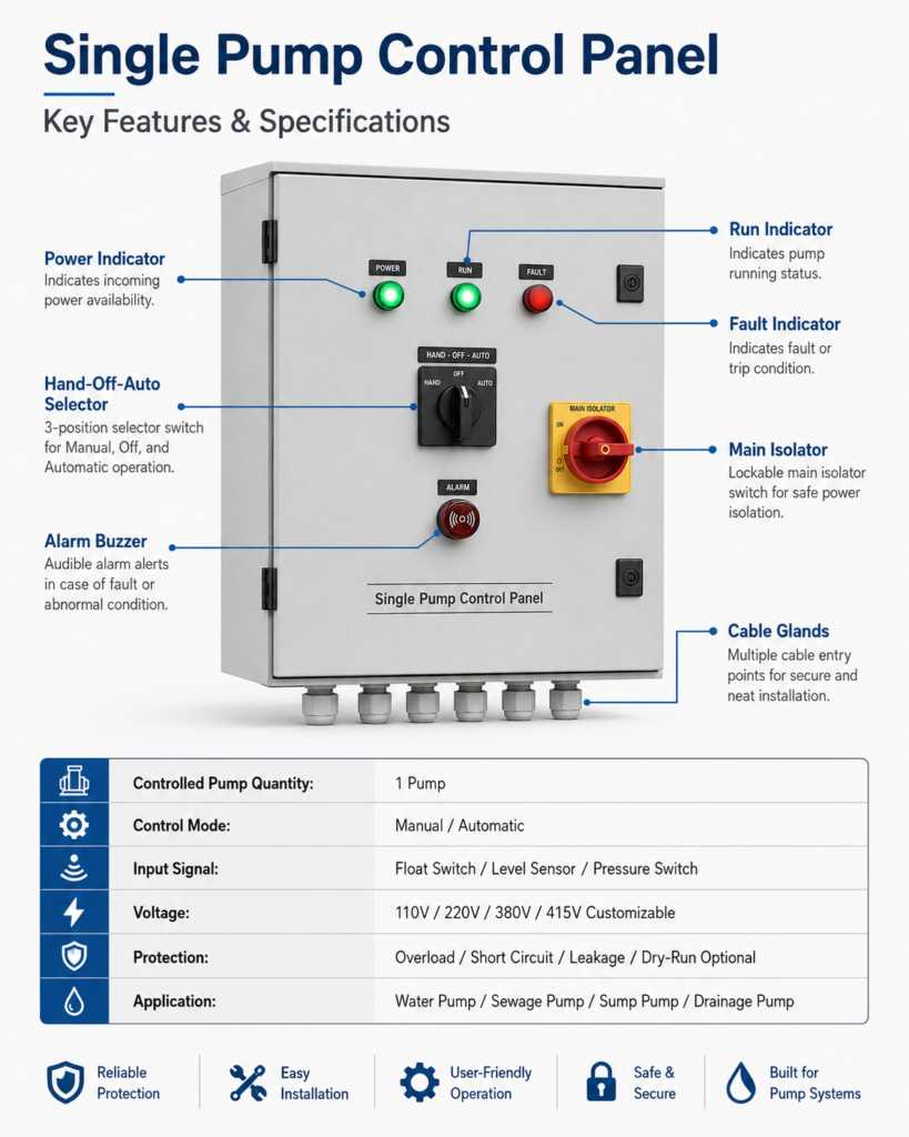 Single Pump Control Panel specification