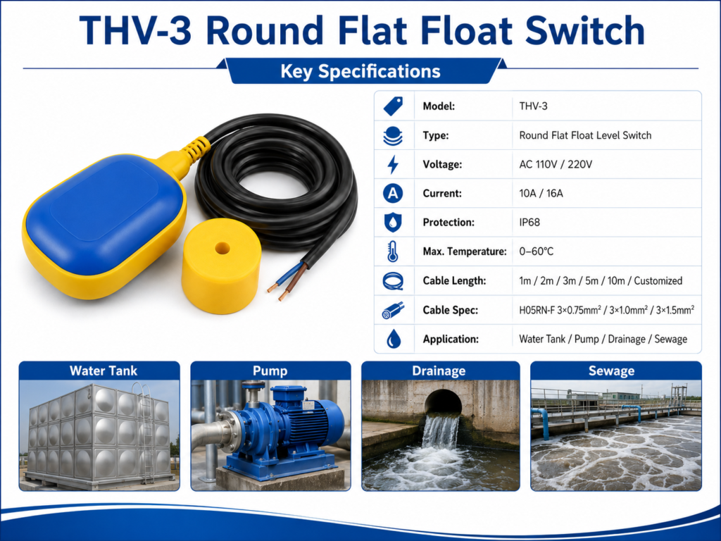 THV-3 Round Flat Float Switch specification