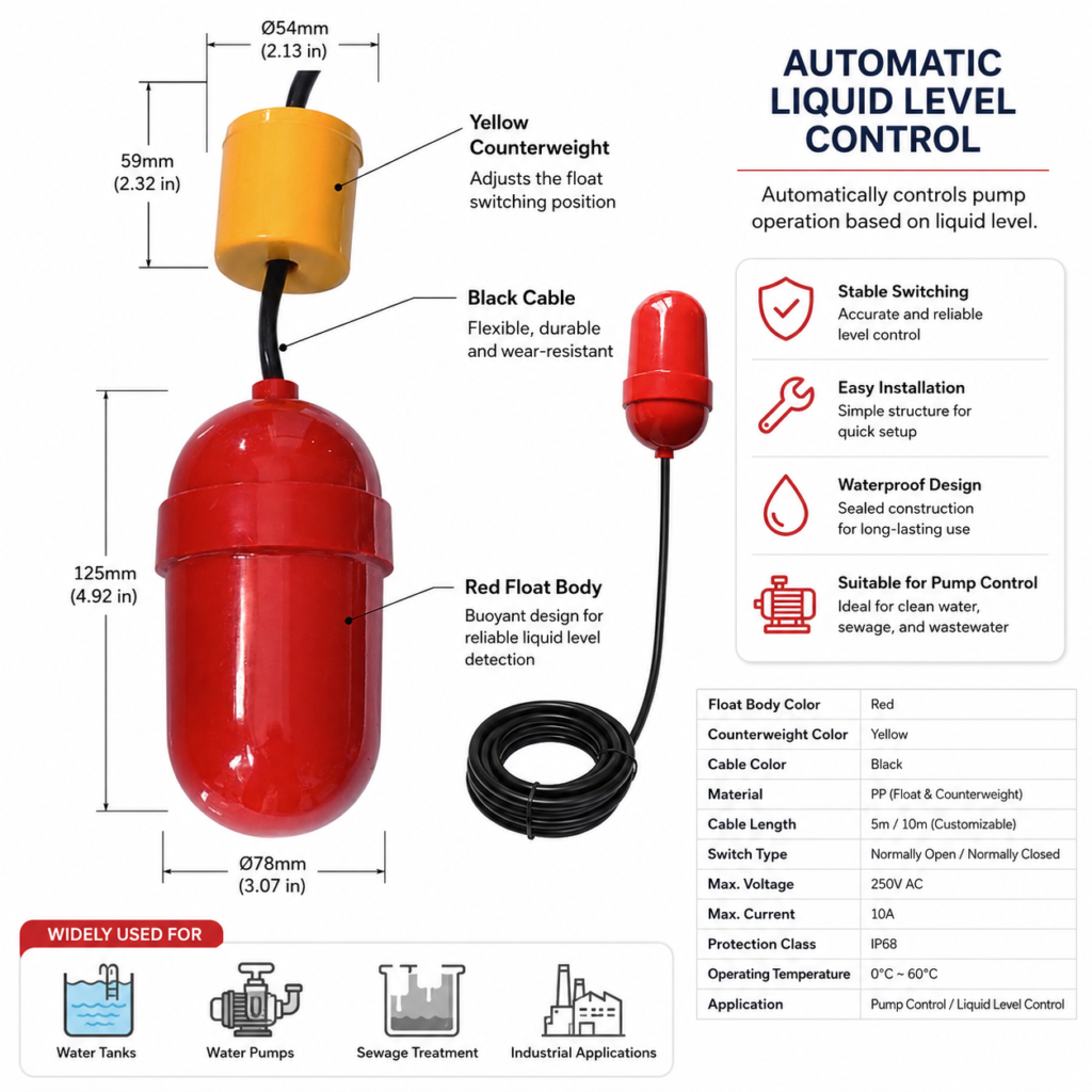 UQK-61 Heavy Duty Float Switch Typical Specifications